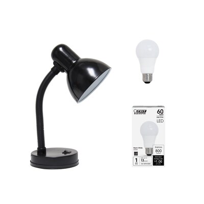 Simple Designs LED Desk Lamp, 14.25", Black Metal (LD1003-BLK-LB)