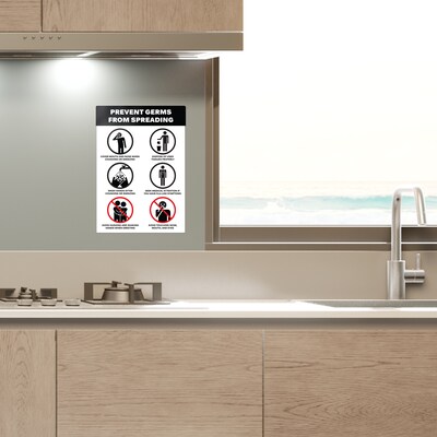 Avery Surface Safe "Prevent Germs from Spreading" Preprinted Wall Decals, 7" x 10", White/Black, 5/Pack (83174)