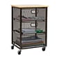 Mind Reader 3-Shelf Drawer Mobile Organizer Cart with Wheels, Black (3TMESHC-BLK)