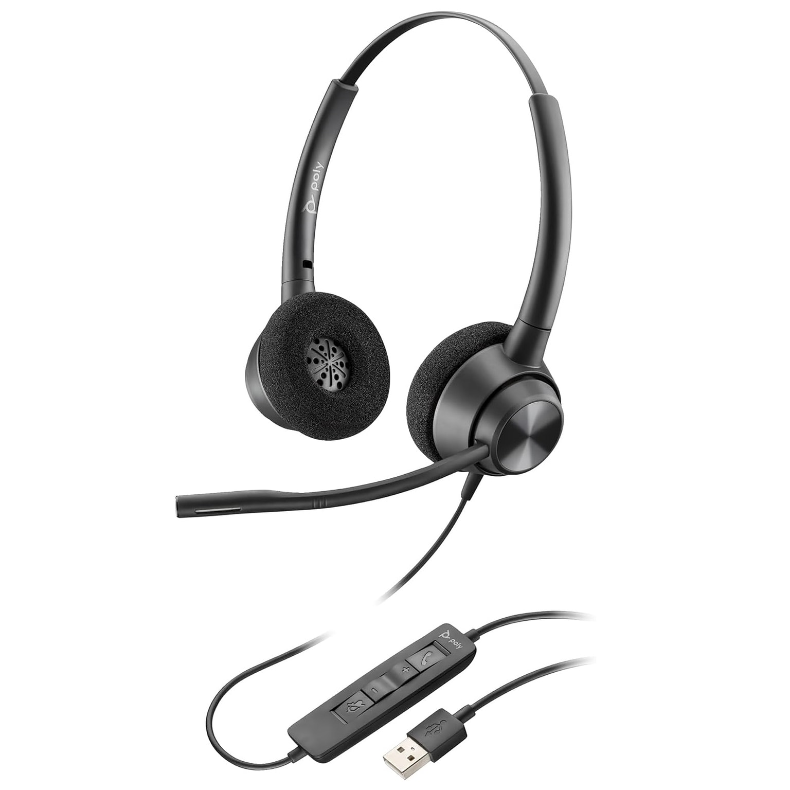 Poly EncorePro 310 USB-A Noise Canceling Monaural Headset, Black (767G1AA)