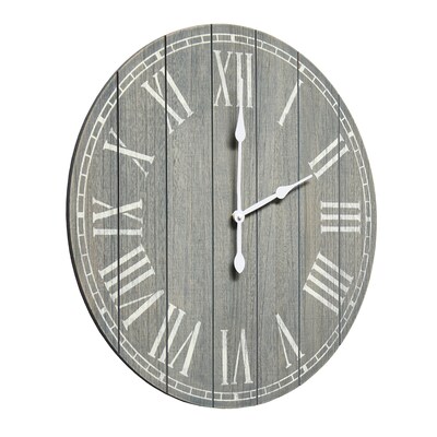 Elegant Designs Wood Plank 23" Large Rustic Coastal Wall Clock, Dark Gray Wash (HG2003-DGW)