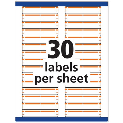 Avery TrueBlock Laser/Inkjet File Folder Labels, 2/3" x 3-7/16", White/Orange, 750 Labels/Pack (5166)