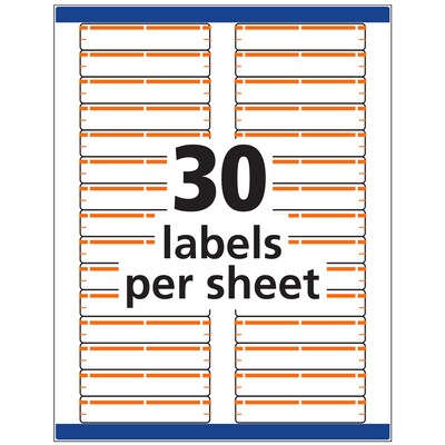 Avery TrueBlock Laser/Inkjet File Folder Labels, 2/3" x 3 7/16", Orange, 750 Labels Per Pack (5166)