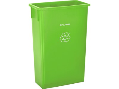Alpine Industries Polypropylene Recycling Bin with Dolly, 23 Gallon, Assorted Colors, 3/Pack (ALP477-BGL-PKD)