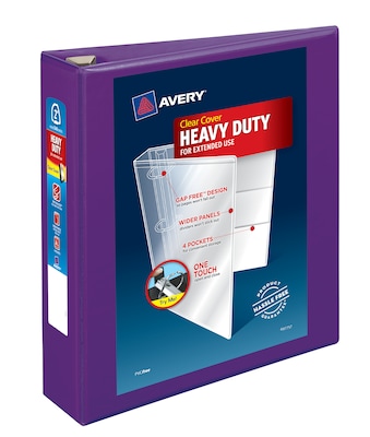 Avery Heavy Duty 2 3-Ring View Binders, One Touch EZD Ring, Purple (79777)