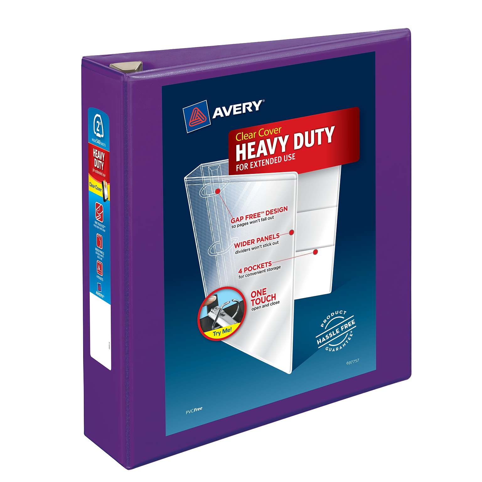 Avery Heavy Duty 2 3-Ring View Binders, One Touch EZD Ring, Purple (79777)