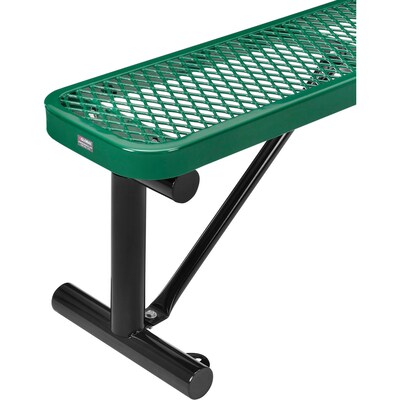 Global Industrial 4' Outdoor Steel Flat Bench, Expanded Metal, Green (695741GN)