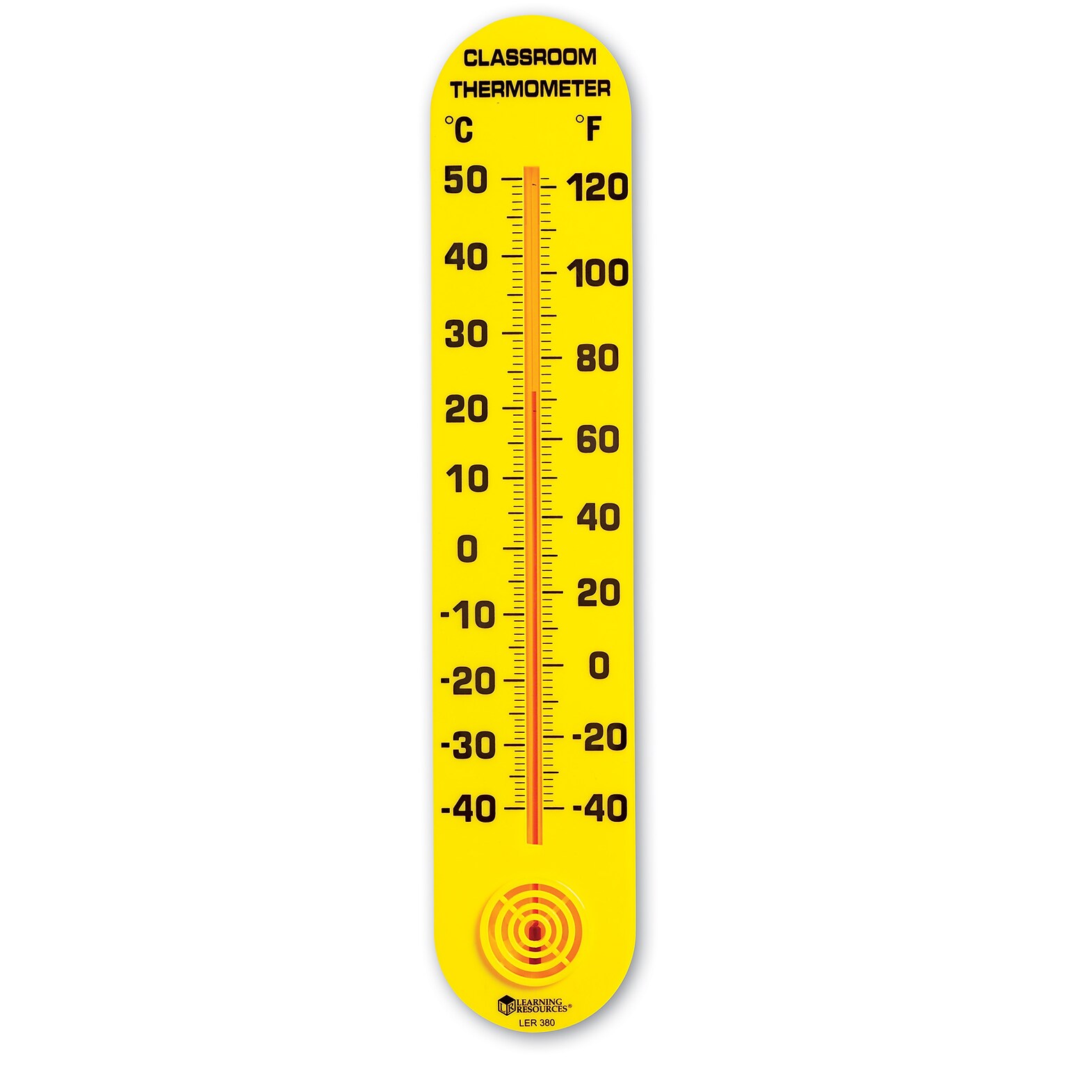 Learning Resources Indoor/Outdoor Wall Thermometer, Analog, Yellow (LER0380)