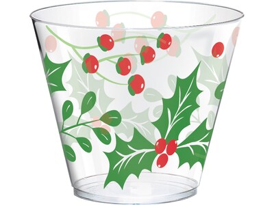 Amscan Holly Christmas Tumbler, Multicolor, 40/Pack (580045)