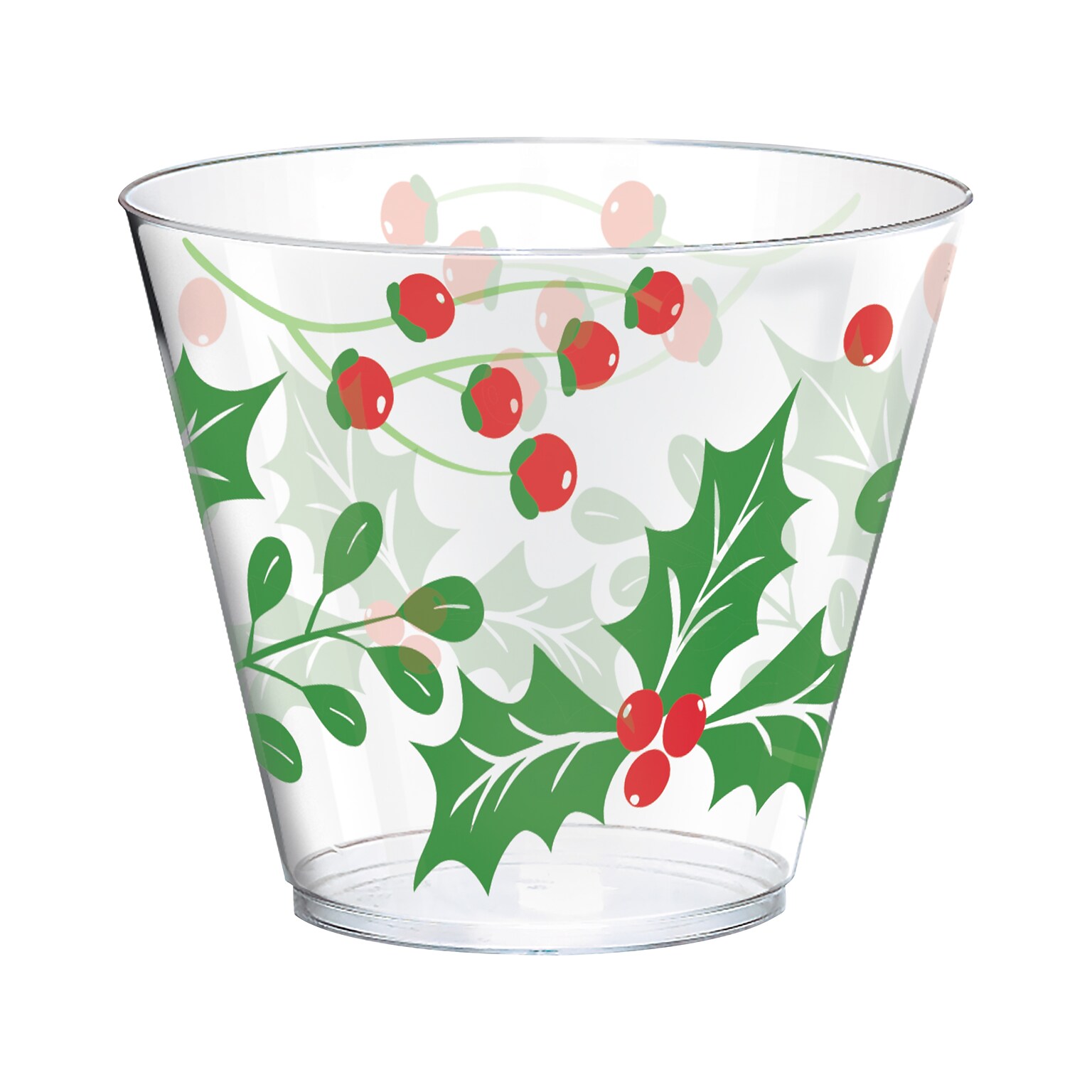 Amscan Holly Christmas Tumbler, Multicolor, 40/Pack (580045)