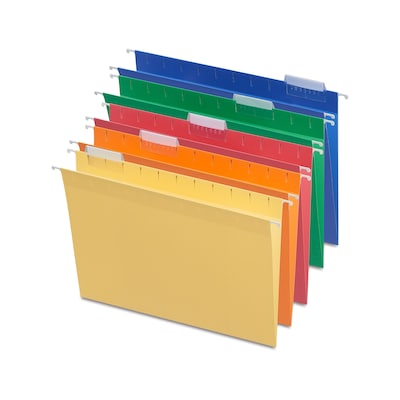 Staples® Heavy Duty Bright Colored Hanging File Folders, 1/5-Cut Tab, Letter Size, Assorted Colors, 25/Box (ST875411-CC)