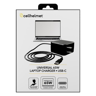 cellhelmet Universal 65W, USB-C Laptop Charger, Black (PL-204)