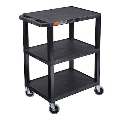 Luxor TUFFY 3-Shelf Multi-Purpose Utility Cart, Black (WT34S)