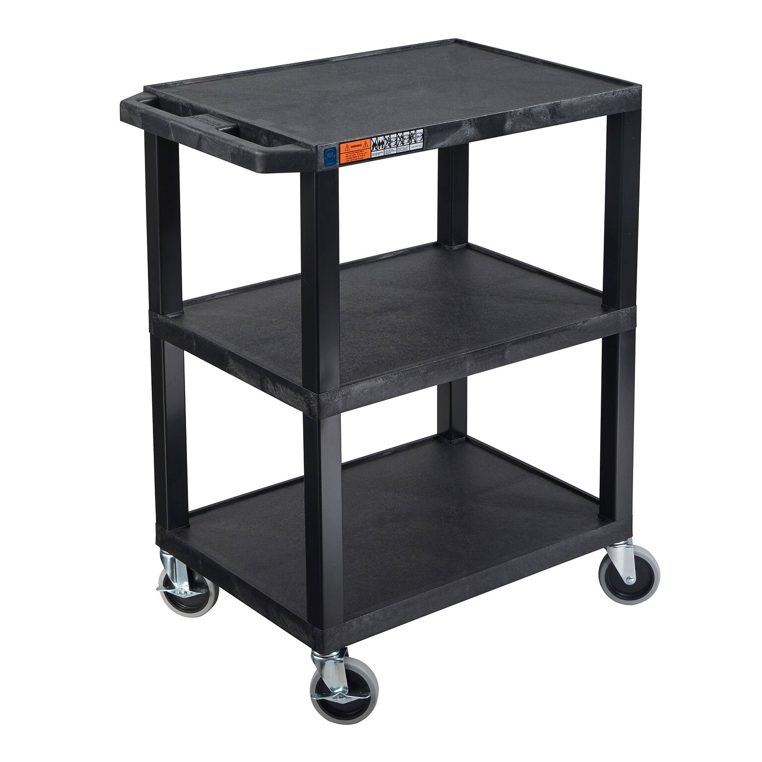 Luxor TUFFY 3-Shelf Multi-Purpose Utility Cart, Black (WT34S)