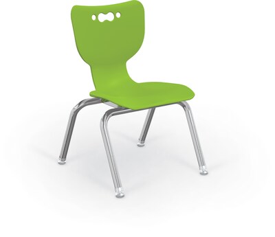 MooreCo 12 Hierarchy Student Chair with 4 Legs, Green/Chrome Base (703673595315)