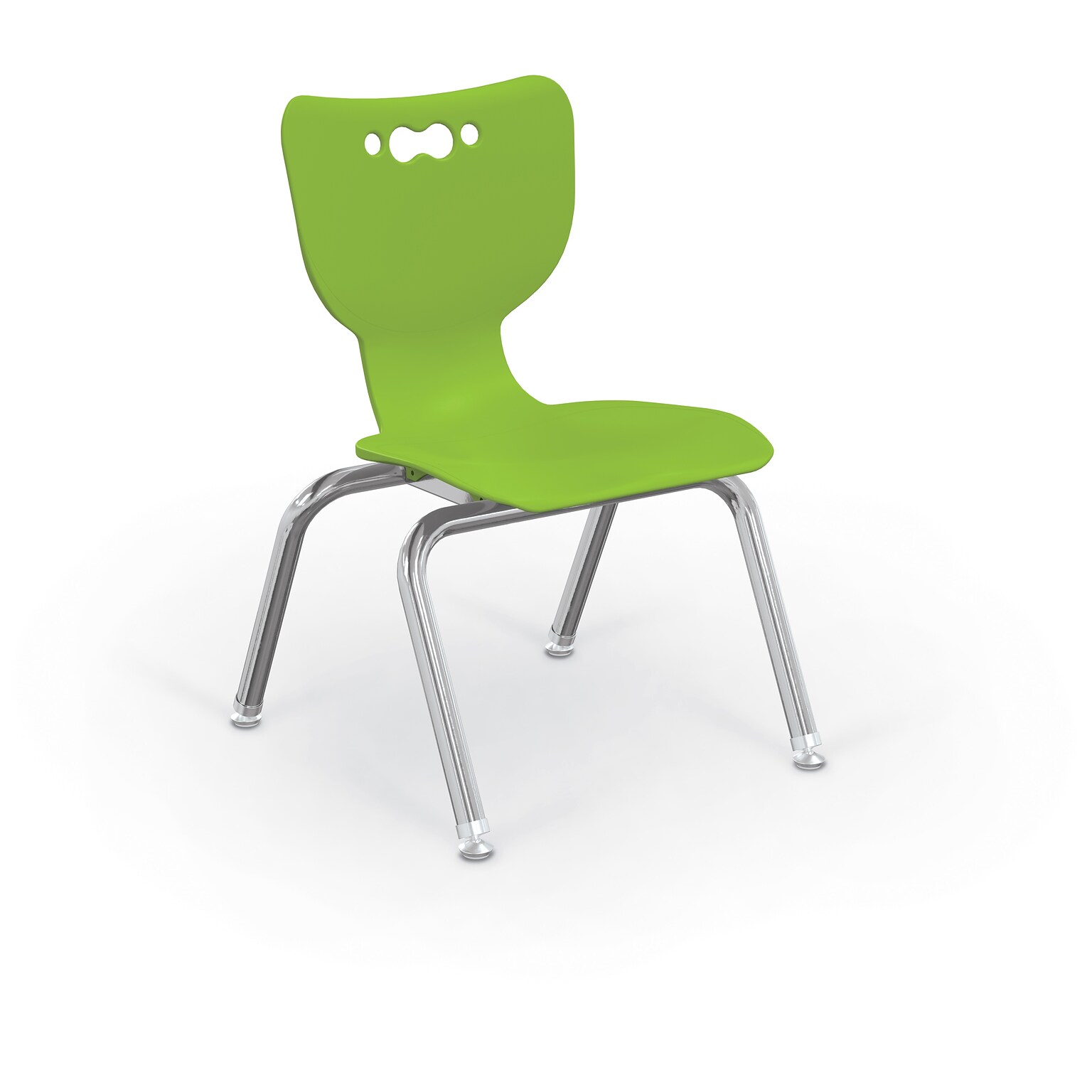 MooreCo 12 Hierarchy Student Chair with 4 Legs, Green/Chrome Base (703673595315)