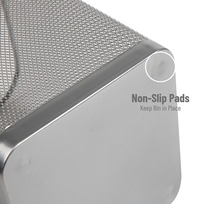 Mind Reader Metal Trash Can Without Lid, 5 Gallon, Silver, 2/Pack (2SQUAGA-SIL)