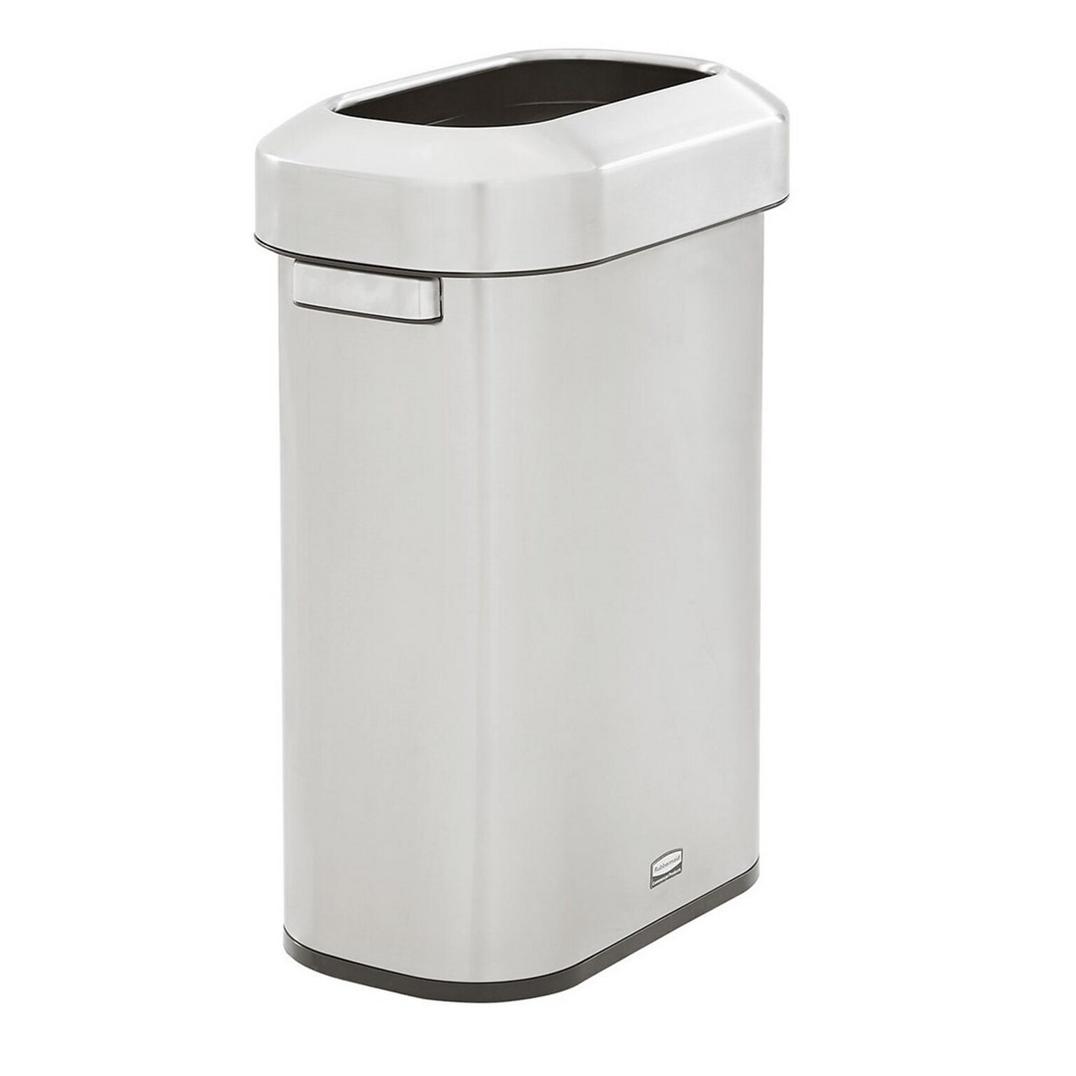 Rubbermaid Refine Stainless Steel Indoor Trash Can with Open Lid, 15 Gallon, Silver (2147581)