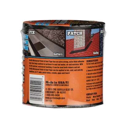 Gorilla Waterproof Patch & Seal Tape, 4 x 10 ft., Black (4512502)