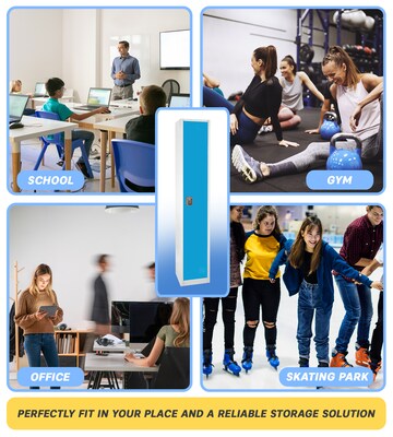 AdirOffice 72'' Single Tier Blue Storage Locker, 4/Pack (629-201-BLU-4PK)