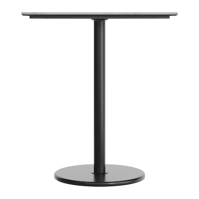 Flash Furniture Acadia Square Wooden Dining Table with Round Base, 36"D x 36"W, Gray Faux Concrete/Black Base (STSQ36CGTR24B)