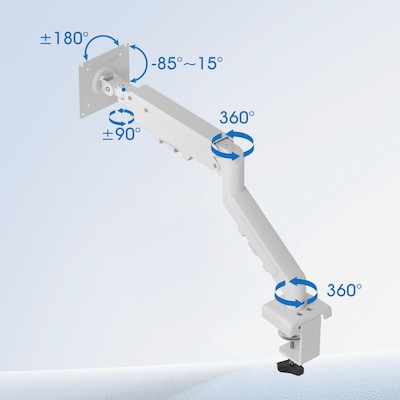 FlexiSpot MA1 Single Adjustable Arm, Up to 32" Monitor, White (MA1W-S-DP)