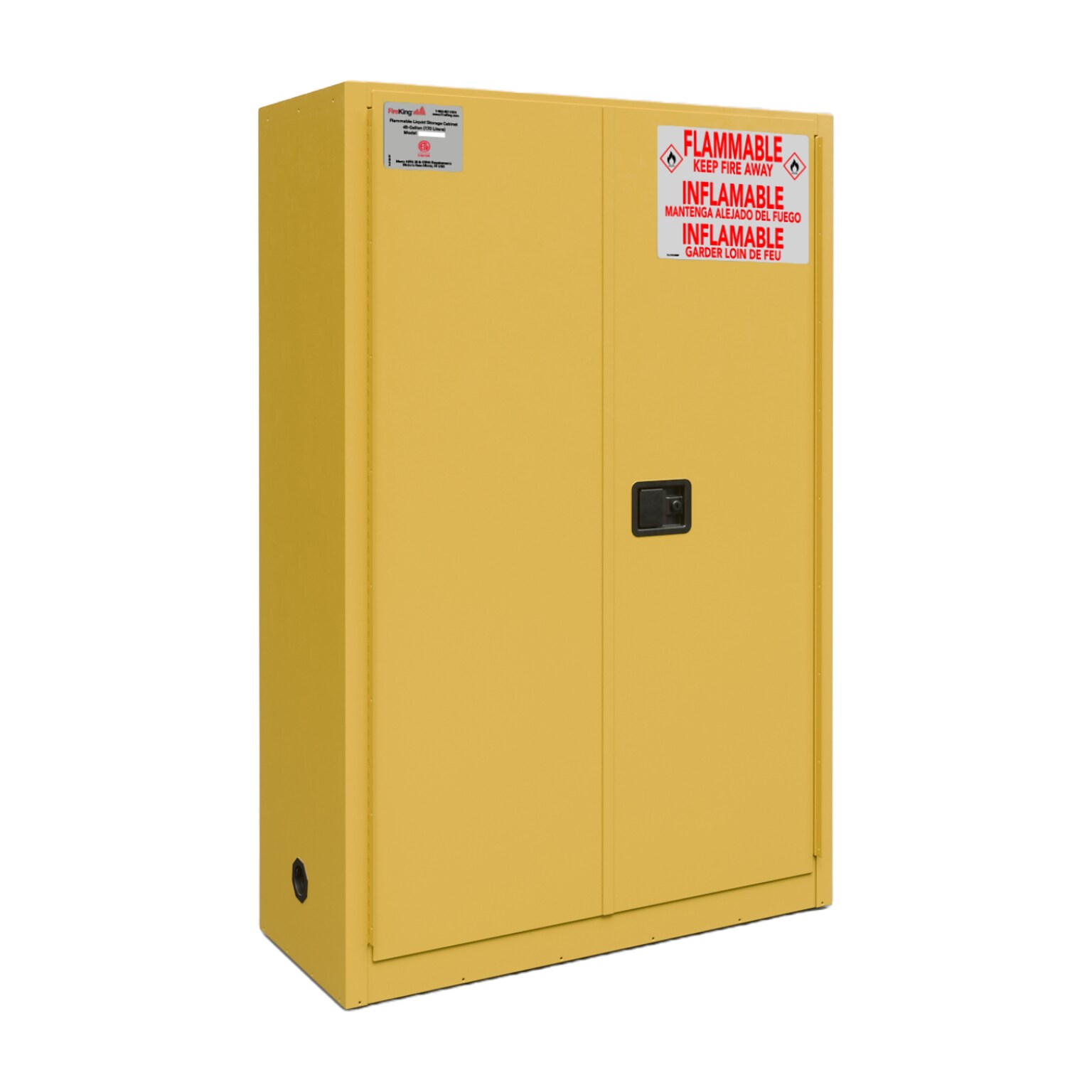 FireKing Flammable Liquids Storage Cabinet, 45 gal, Automatic Close, Yellow (SC45-AC-Y)