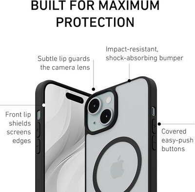 PEEL Bumper Series MagSafe Phone Case for iPhone 15 Case, Shock Absorbing, Black (I15_6.1_BUMPER_BLACK)