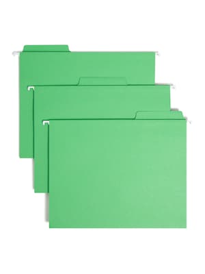 Smead FasTab Hanging File Folders, 1/3-Cut Tab, Letter Size, Green, 20/Box (64098)