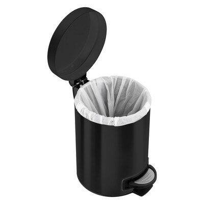 Nine Stars Stainless Steel Step Trash Can, 1.3 Gallon, Black (SOT-5-1MB)