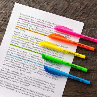 BIC Brite Liner Stick Highlighters, Chisel Tip, Assorted Colors, 5/Pack (BLP51W-AST)