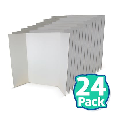 Flipside Tri-Fold Presentation Board, 36" x 48", Corrugated, Bleached White, 24/Carton (30042-24)