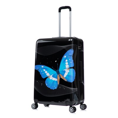 InUSA 28 Hardside Butterfly Suitcase, 4-Wheeled Spinner, TSA Checkpoint Friendly, Black Butterfly (IUAPC00L-BBU)