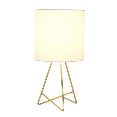 Simple Designs Down to the Wire Table Lamp Fabric Shade, Gold with White Shade (LT2066-GDW)