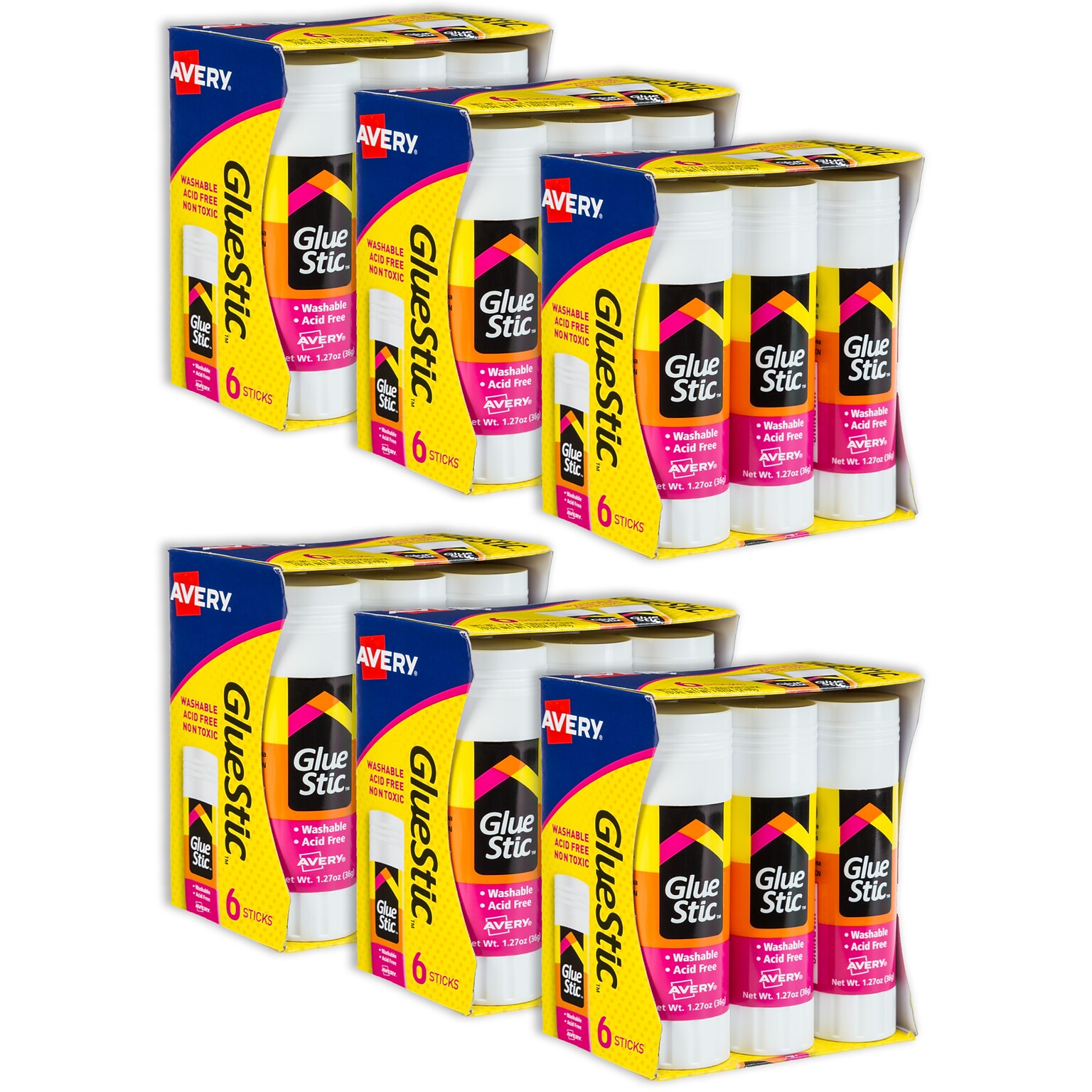 Avery Washable Glue Sticks, 1.27oz., White,  72/Pack (98073CT)