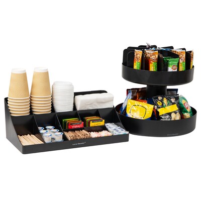 Mind Reader Anchor Collection 11-Compartment 2-Tier Condiment Organizer and 2-Tier Lazy Susan, Black (SNACOMORG-BLK)