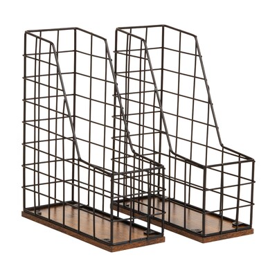 Mind Reader 1-Compartment Wood/Metal File Organizer, Black, 2/Pack (JMWIRE-BLK)