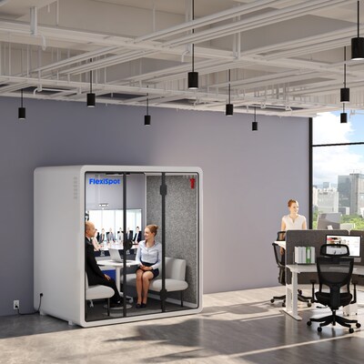 FlexiSpot WorkCube Series Sound Absorbing 4 Person Privacy Booth, White (P4FW-KIT)
