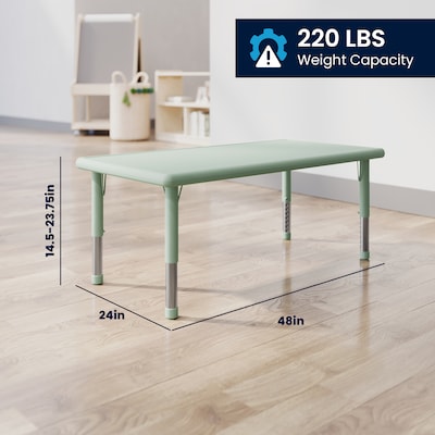 Flash Furniture Emmy Rectangular Activity Table Set, 48" x 24", Height Adjustable, Sage (YCX13RECTTBSGEE)