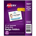 Avery Secure Top Heavy Duty Multiuse Badge Holders, 3 x 4, Clear Landscape Holders, 25/Pack (74471