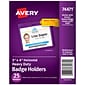 Avery Secure Top Heavy Duty Multiuse Badge Holders, 3" x 4", Clear Landscape Holders, 25/Pack (74471)