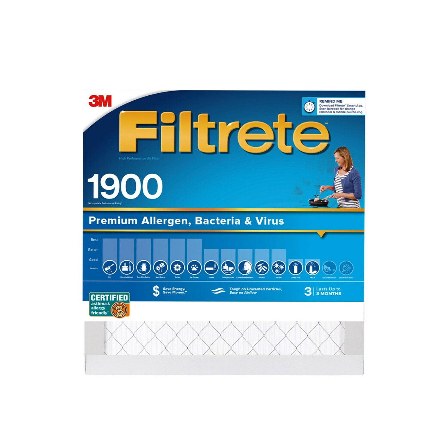 Filtrete High Performance Air Filter, 1900 MPR, 20 x 20 x 1 (UA02-4)