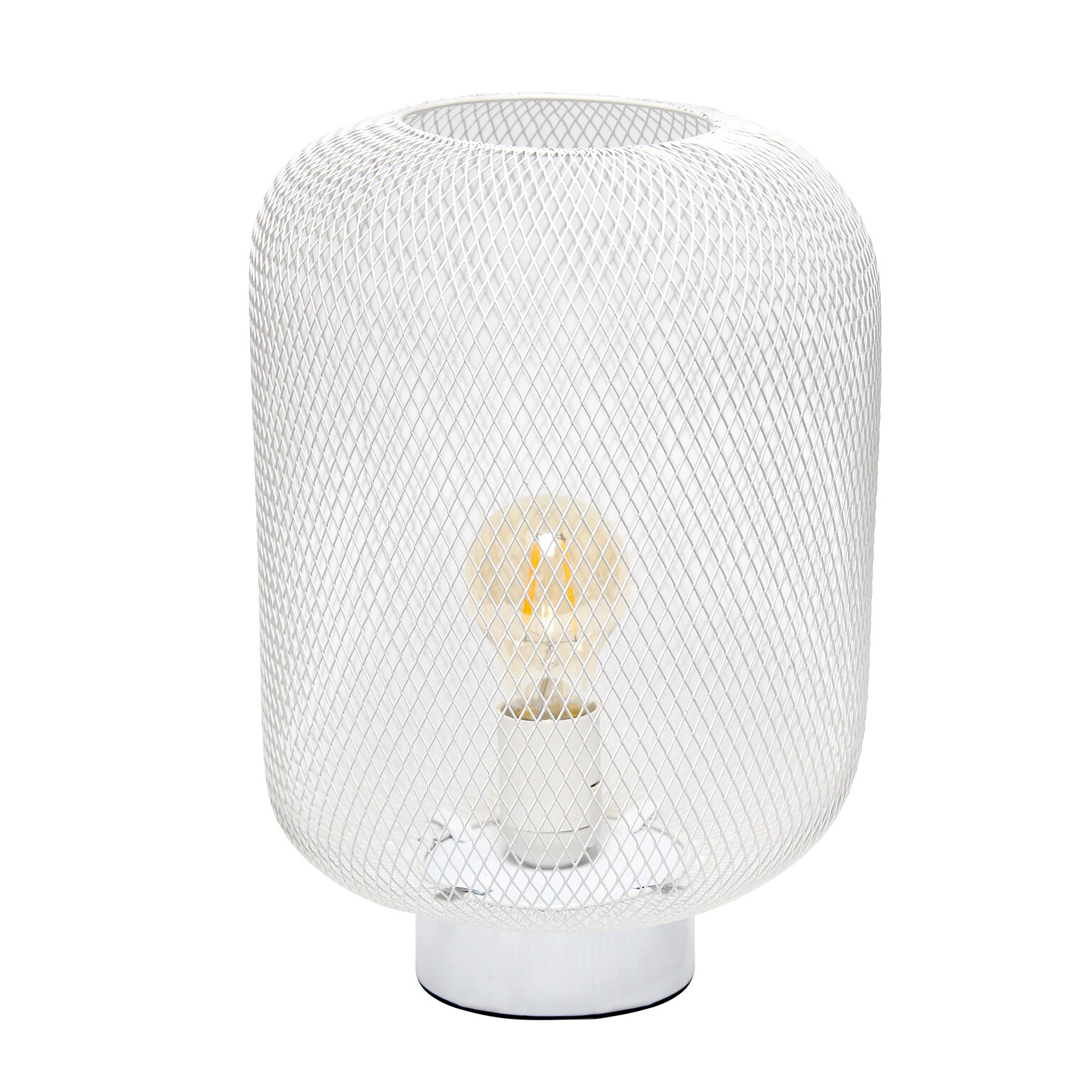 Simple Designs White Metal Mesh Industrial Table Lamp (LT1072-WHT)