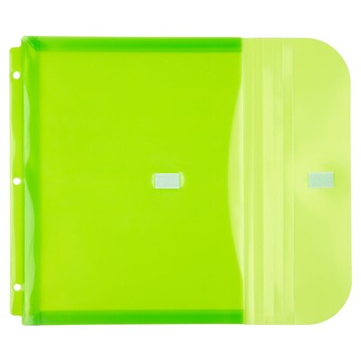 JAM Paper Plastic Binder Pocket, 3-Hole Punched, Lime Green, 3/Pack (218VB1LIMEX3)