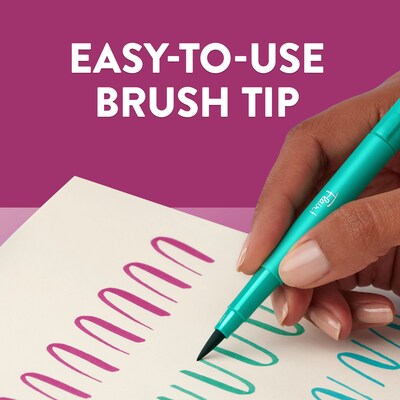 Paper Mate Flair! DUAL Calligraphy Pens, Brush/Medium Tips, Assorted Colors, 16/Pack (2181607)