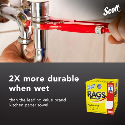 Scot Rags in a Box, 9" x 12", White, 200 Sheets/Box, 8 Boxes/Carton (75260)