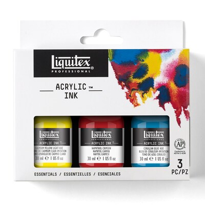 Liquitex Professional Acrylic Ink, Essential Colors, 30 mL Bottles, 3/Pack (LIQ3699238)