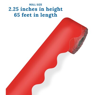 Carson Dellosa Education Rolled Scalloped Border, 2-1/4" x 65', Red, 3/Bundle (CD-108465-3)