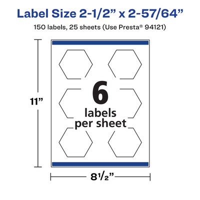 Avery Laser/Inkjet Decorative Edge Waterproof Multipurpose Labels, 2.8906"  x 2.5", White, 150/Pack (94121)