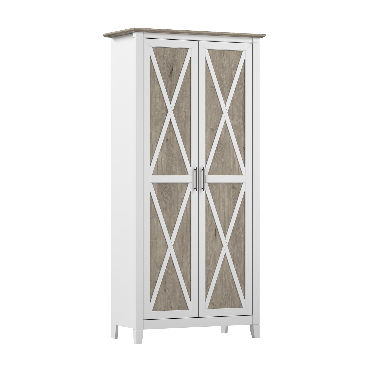 Bush Furniture Key West 66H Storage Cabinet with 5 Shelves, Shiplap Gray (KWS266G2W-03)